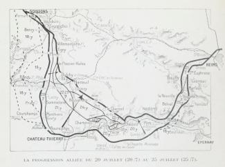 La progression alliée du 20 au 25 juillet 1918