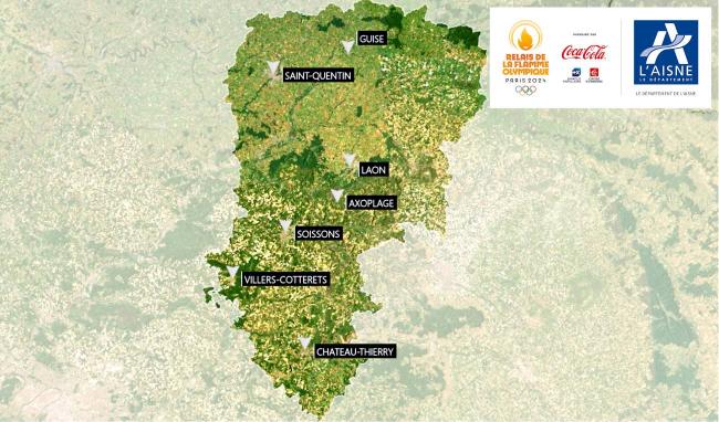 Parcours de la flamme olympique dans l'Aisne, le 17 juillet 2024