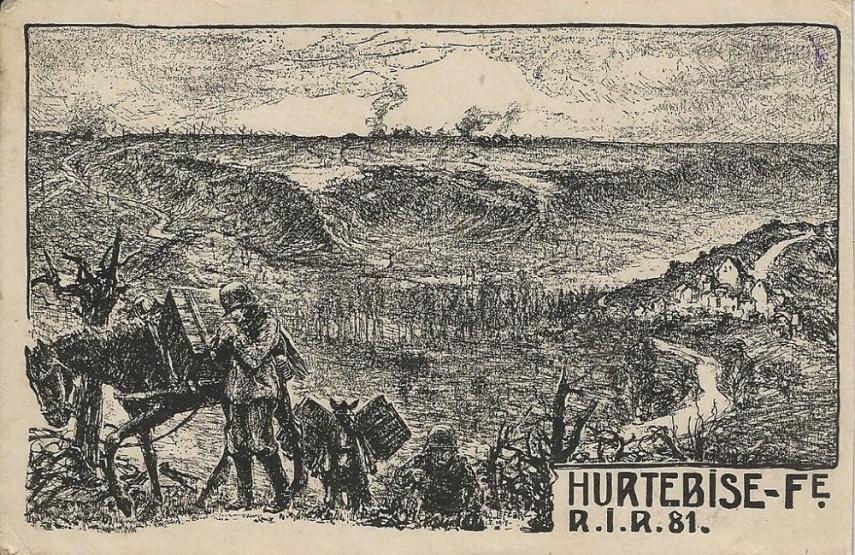 Carte postale allemande WWI < Hurtebise < Aisne < Picardie