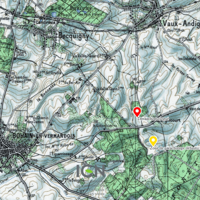 Carte de localisation du terrain de parachutage « Roland Garros »